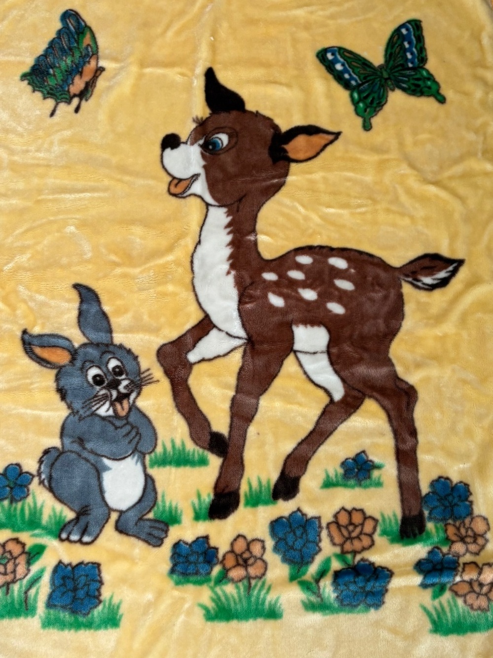 Vintage San Marcos Kid's Blanket featuring deer and bunny
